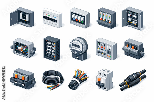 Power icon distribution rack icons vector box main panel home electrical connector