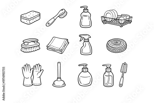 Bottle dish kitchen soap dispenser image sponge simple cleaning generation vector icon