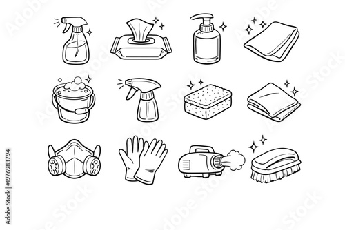 Sanitizing image generation antibacterial spray icon vector respirator disinfectant simple fogger mask