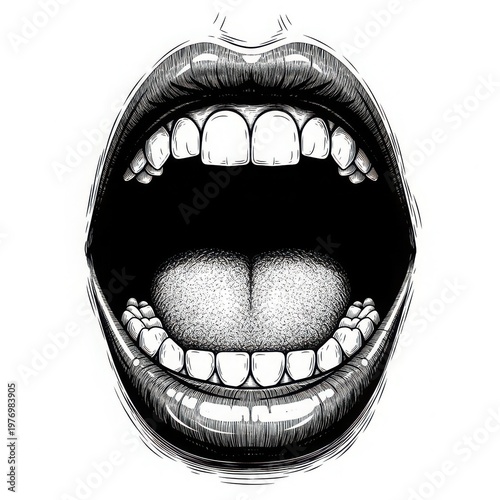 detailed illustration of open mouth with teeth