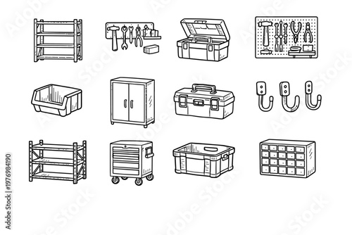 Image wall hanger icon simple vector plastic chest tool cabinet generation storage