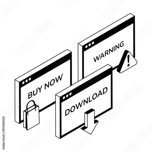 Icon depicting an adware in isometric style
