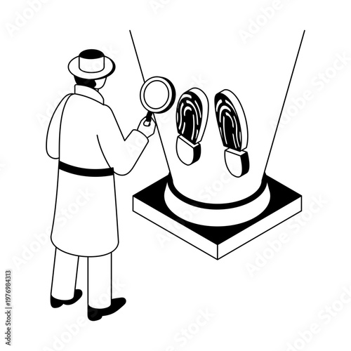 An isometric style icon showing a digital footprint
