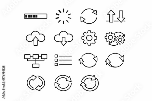 Queue refresh processing simple indicator arrows arrow vector icon bar image cloud