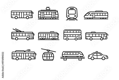 Vehicle gondola generation decker image taxi light simple car metro icon vector