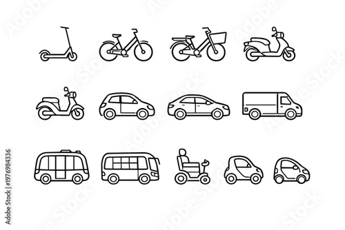 Icon car vector shared electric generation simple van rideshare bicycle image shuttle