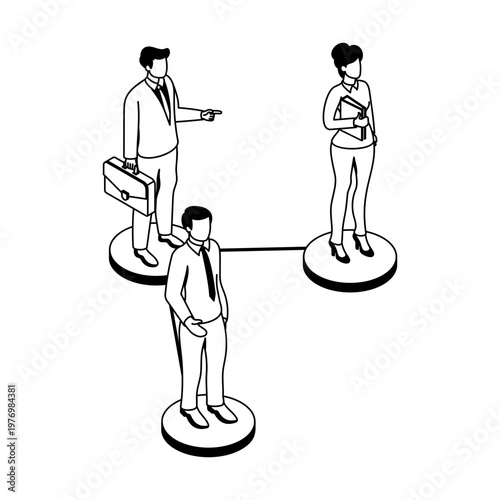 Icon depicting a team hierarchy in isometric style
