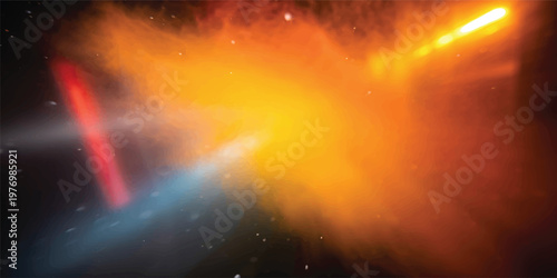 An abstract cosmos background featuring a glowing orange nebula and bright stars creates a mysterious galaxy texture across the infinite universe