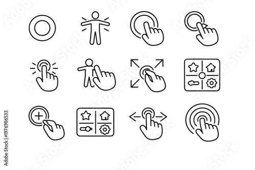 Touch simple generation icon accessible button assistive vector image gesture control navigation