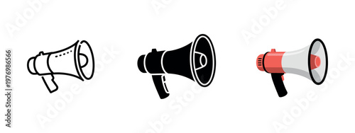 Megaphone icon set vector illustration for advertising, marketing, and business promotion with loudspeaker symbols for website, app, and UI design