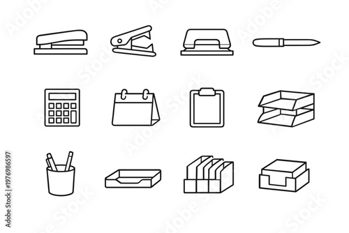 Pen desktop image icon calendar stand vector opener desk hole puncher simple