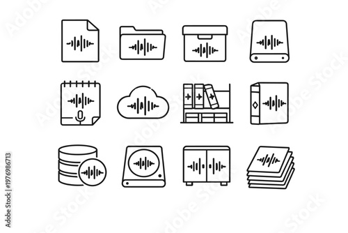 Document library generation shelf stack file simple audio image vector voice cloud