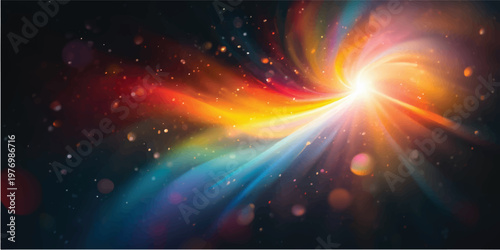 An abstract space background featuring a bright nebula and galaxy texture creates a glowing cosmos wallpaper with shining stars across the night sky universe