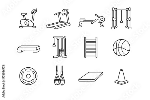 Resistance ball gym therapy plate rehabilitation machine mat icon icons rowing vector