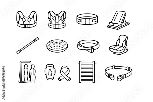 Exercise generation image icon strap posture back corrector stick vector support alignment