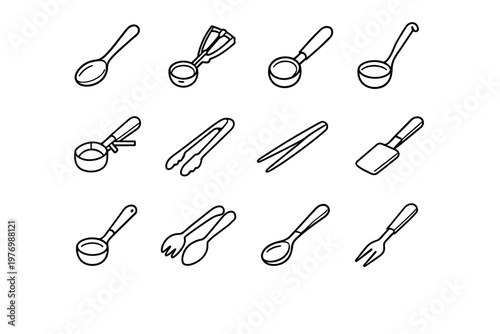 Simple salad spoon generation tongs icon tool serving scoop vector image ice
