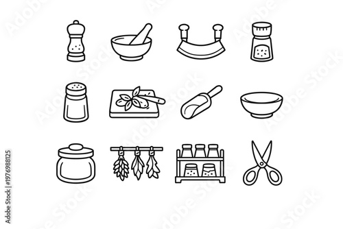 Simple shaker image jar mortar herb generation vector rack board icon grinder