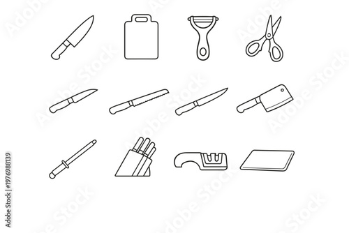 Cutting tool simple image icon generation mat scissors rod knife vector sharpener