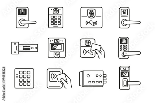 Panel biometric reader access vector icon simple generation door image lock keypad