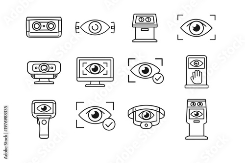 Simple security scanner sensor access device vector iris image icon eye generation