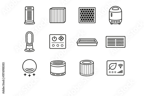 Vector light purifier smart air image screen desktop simple icon generation hepa