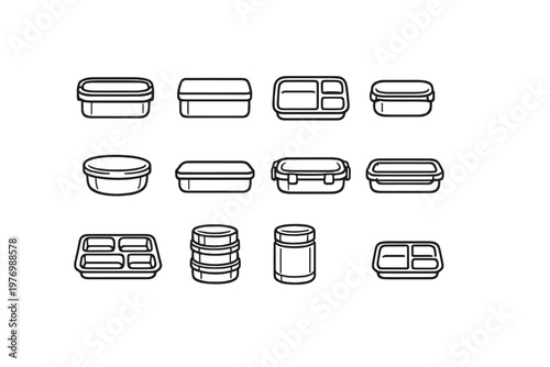Metal simple image container box lunch food icon steel vector stainless prep