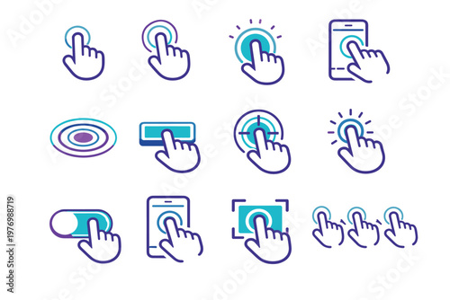 Icon tap image select simple confirmation ripple action generation touch vector press