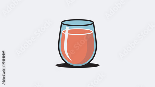 A cartoon illustration of a glass filled with a vibrant red liquid on a plain background