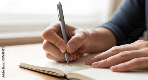 Hand Writing In Notebook With Pen
