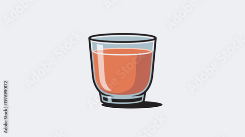A cartoon glass of orange juice on a plain background
