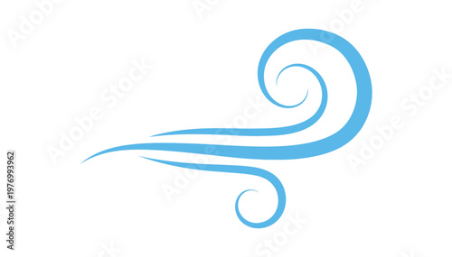 Blue wind swirl icon representing air flow or breeze illustration