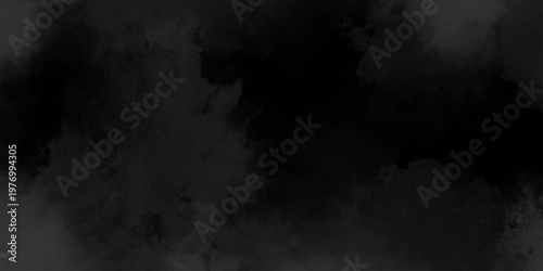 gray Black empty space dust cloud explosion. Gray smoke or fog color isolated on transparent dark cloudscape atmosphere background. Black and grey watercolor grunge texture.	