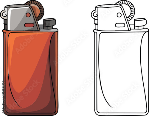 Lighter illustration & outline set isolated on transparent background