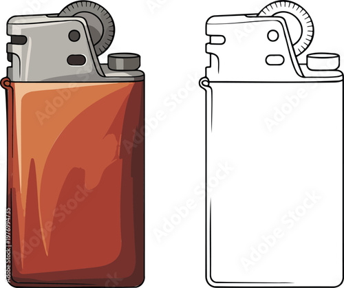 Lighter illustration & outline set isolated on transparent background
