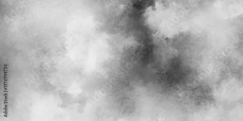 Abstract white and gray isolated cloud cumulus clouds. Gray aquarelle painted realistic fog or mist smoky textured canvas design. White and ash messy wall stucco texture background.	
