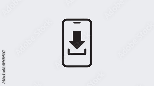 A simple black icon of a smartphone with a download arrow on its screen