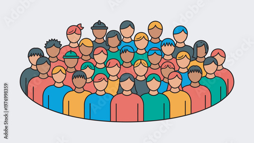 A diverse group of people standing together in a circular formation, showcasing unity and togetherness.