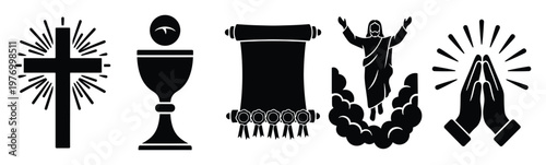 Religious symbols representing Christian faith concepts and spiritual devotion perfect for church presentations educational materials and evangelism resources