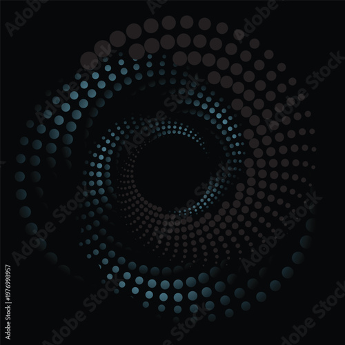 Modern abstract fractal swirl dot design. Vector technology lines graphic element.
