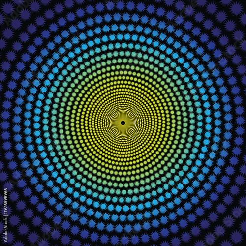 Minimal dotted swirl fractal template. Futuristic style card