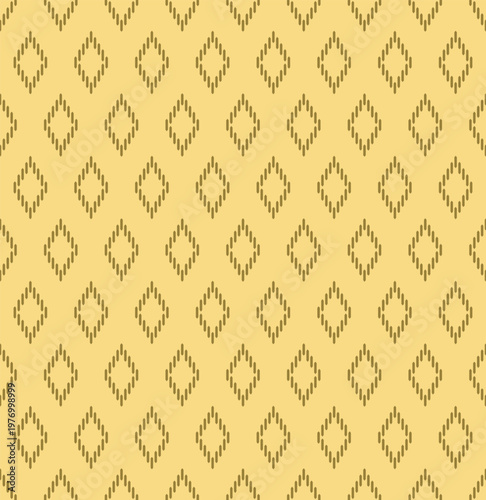 Minimalist yellow seamless pattern with geometric diamond shapes. Perfect for elegant fabric prints, stationery, modern wallpapers and minimalist web backgrounds.