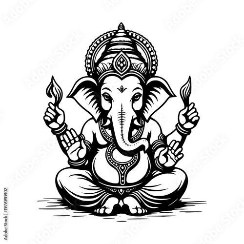 lord ganesha line art drawing, god ganesh picture, god ganesh vector image