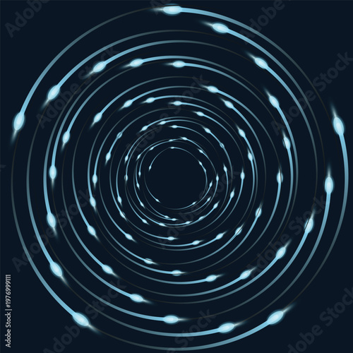 Optical illusion fractal spiral background. Vector technology lines graphic element.