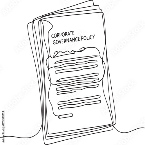 Hand-drawn corporate governance policy document with paperclip on white background