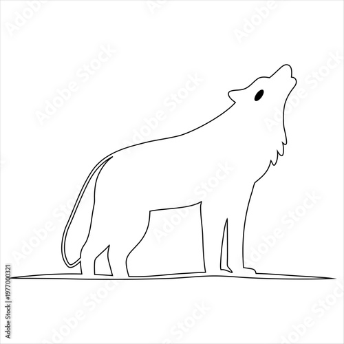 A howling wolf silhouette standing on all fours with a raised head and open mouth