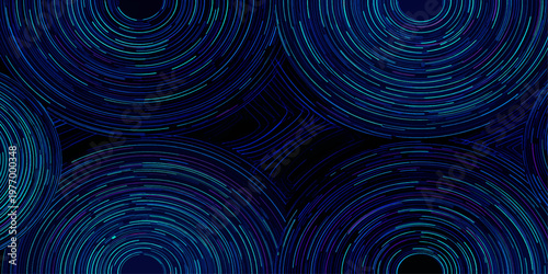 Abstract blue swirl vortex with circular waves pattern