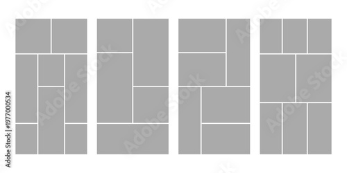 Set of collage grid manga comic storyboard layout panel blank template. Empty page frame for comic book, photo collage, poster, flyer. Vector illustration