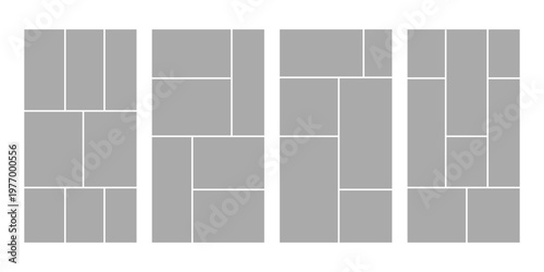 Set of collage grid manga comic storyboard layout panel blank template. Empty page frame for comic book, photo collage, poster, flyer. Vector illustration