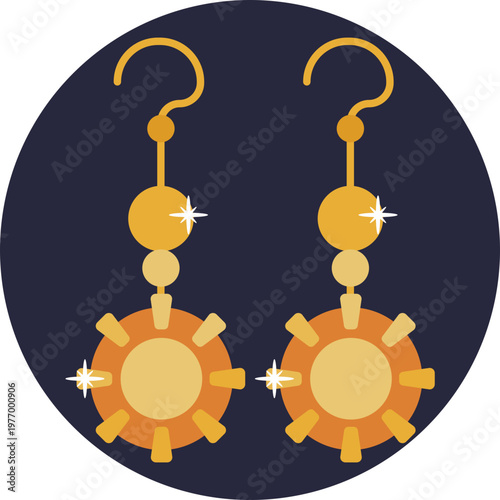 A simple icon depicting a pair of small, circular gold earrings, symbolizing elegance and precious metal value.
