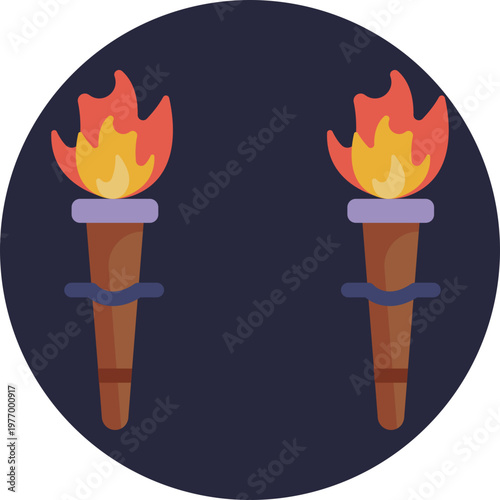 A handheld torch with a bright flame, symbolizing illumination in dark mining tunnels.